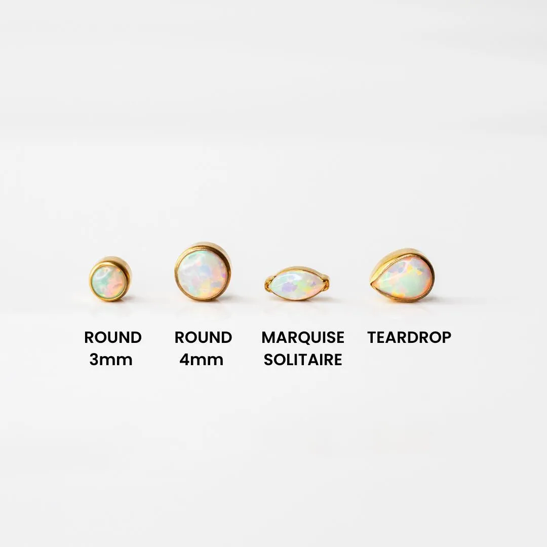 Aurora Teardrop Opal Bezel Set Flat Back Sleeper Earrings