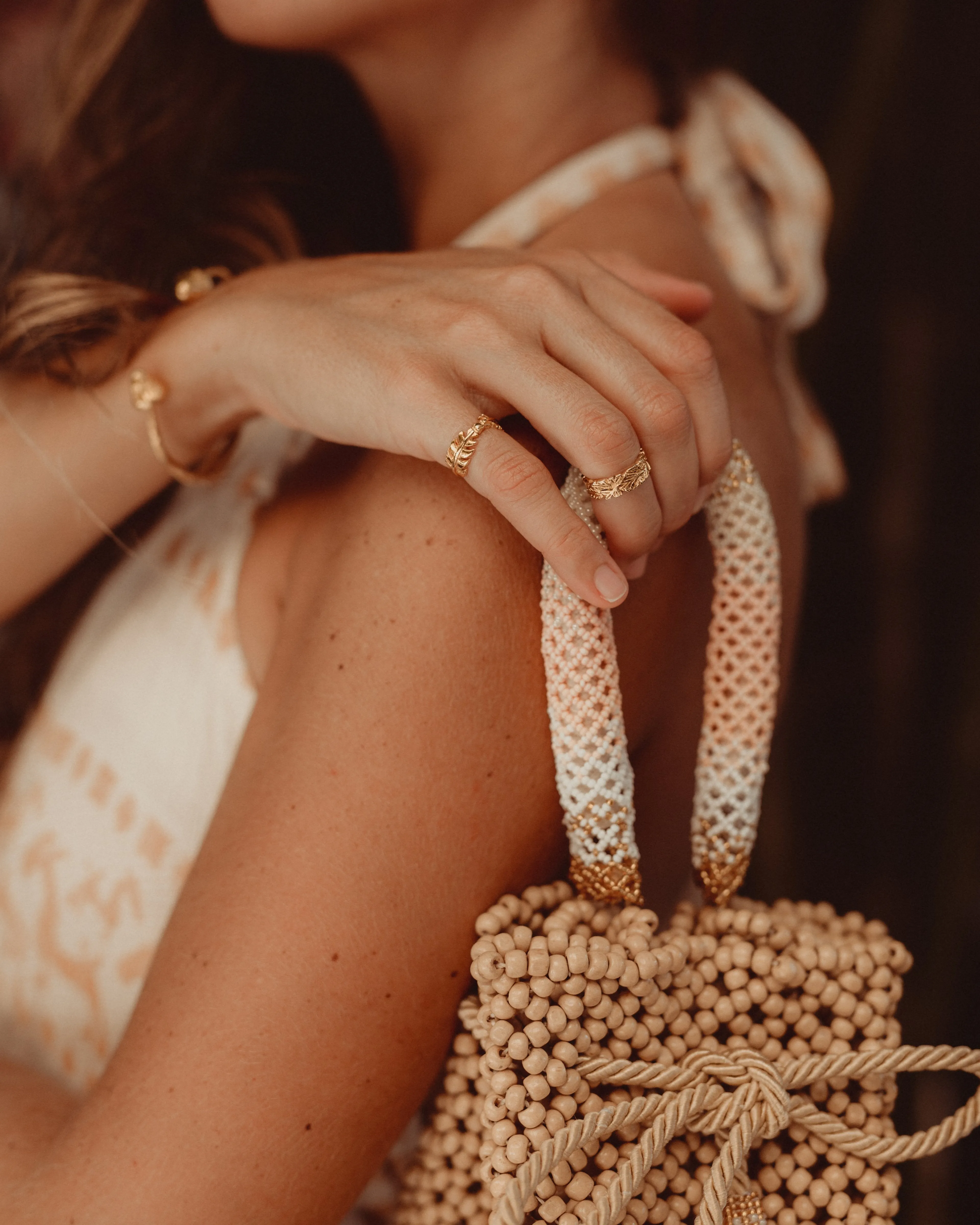 Beige Waterfall Handbag