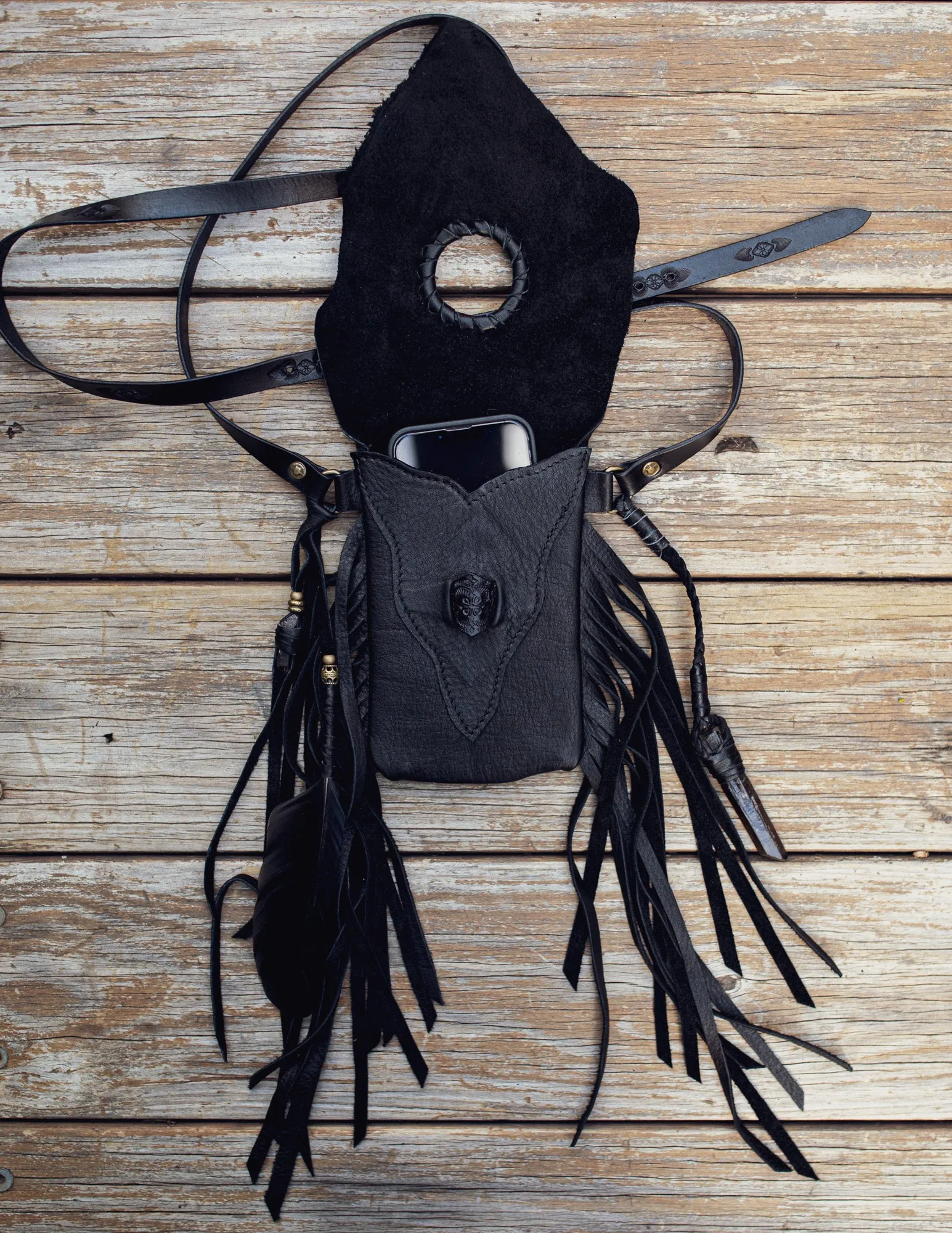 Black Magic Nomad Phone Pouch with Smoky Quartz
