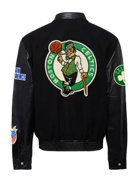 BOSTON CELTICS WOOL & LEATHER JACKET Black