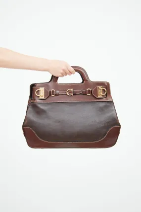 Brown Leather W Briefcase Bag