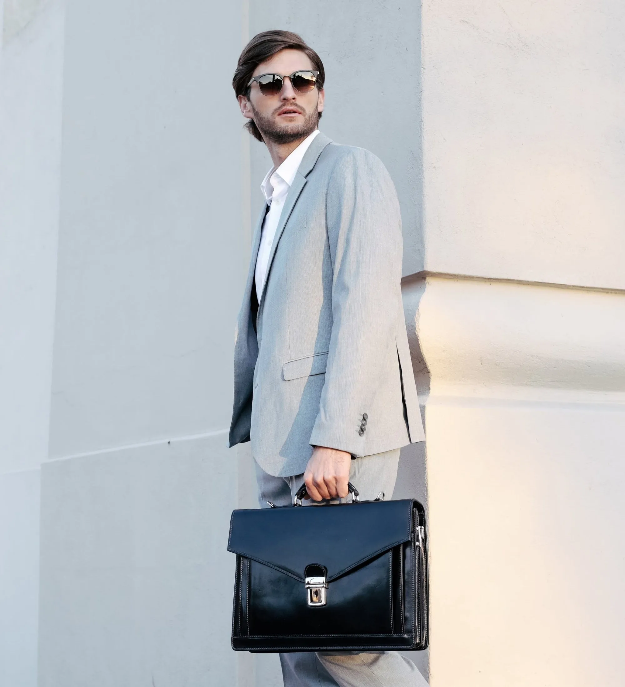 Classic Design Full Grain Italian Leather Briefcase - The Magus