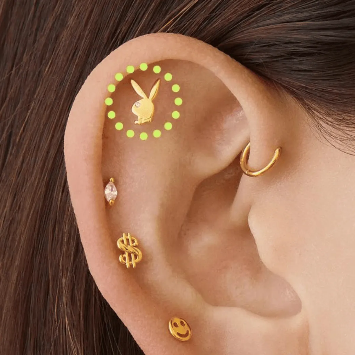 CZ Eye Play Boy Flat Back Piercing Stud (18G)