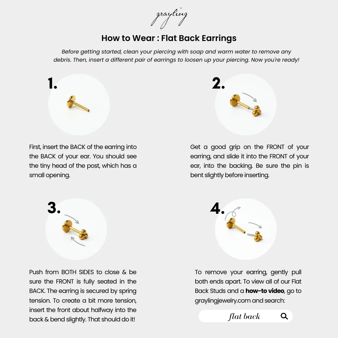 Gossamer Mini Sphere Flat Back Sleeper Earrings - 14K Solid Gold