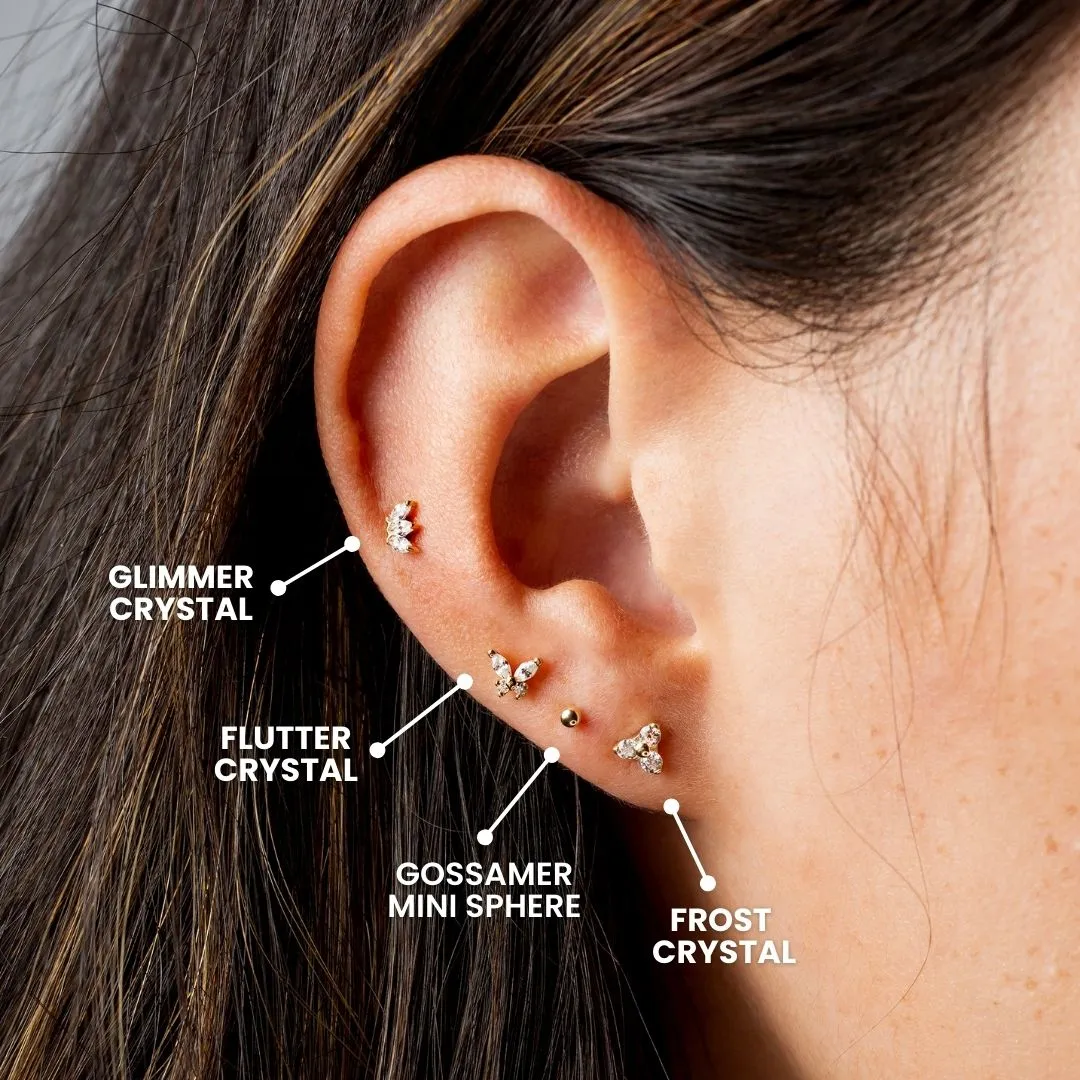 Gossamer Mini Sphere Flat Back Sleeper Earrings - 14K Solid Gold