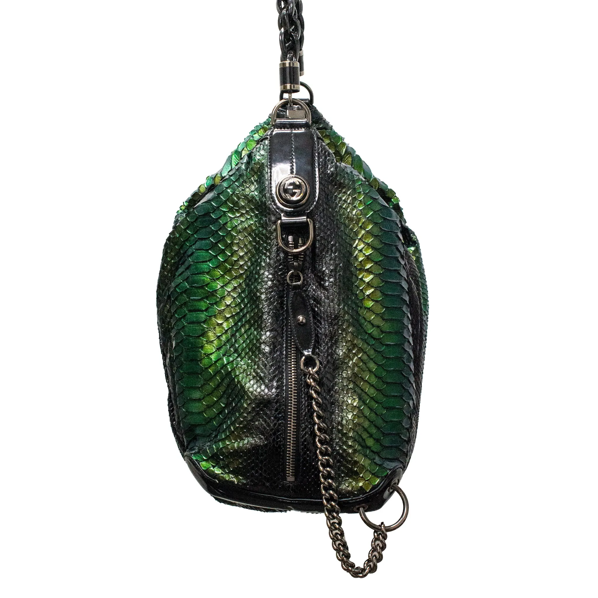 Gucci Metallic Green Python Galaxy 228559 Ladies Leather Handbag