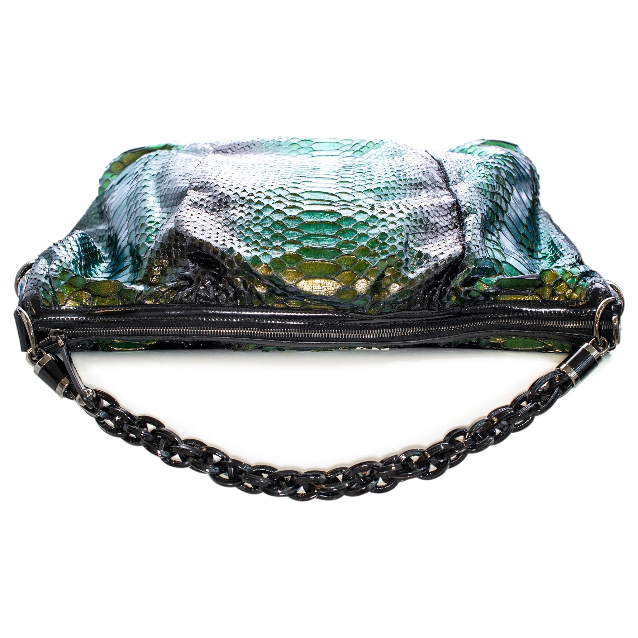 Gucci Metallic Green Python Galaxy 228559 Ladies Leather Handbag