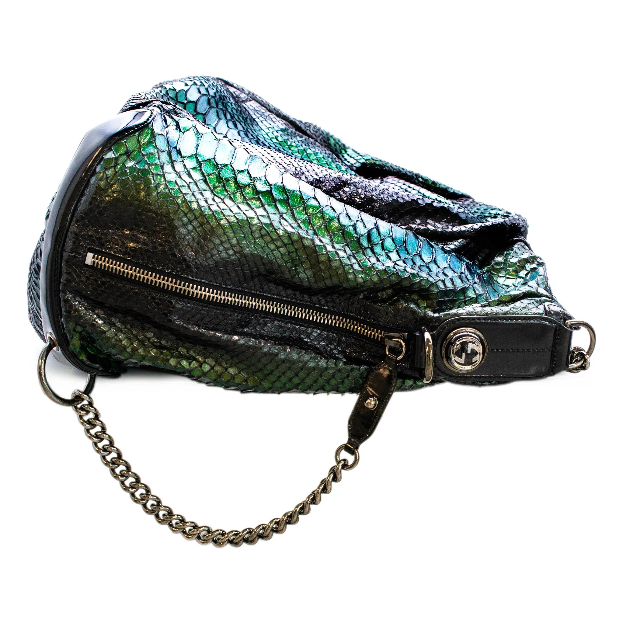 Gucci Metallic Green Python Galaxy 228559 Ladies Leather Handbag