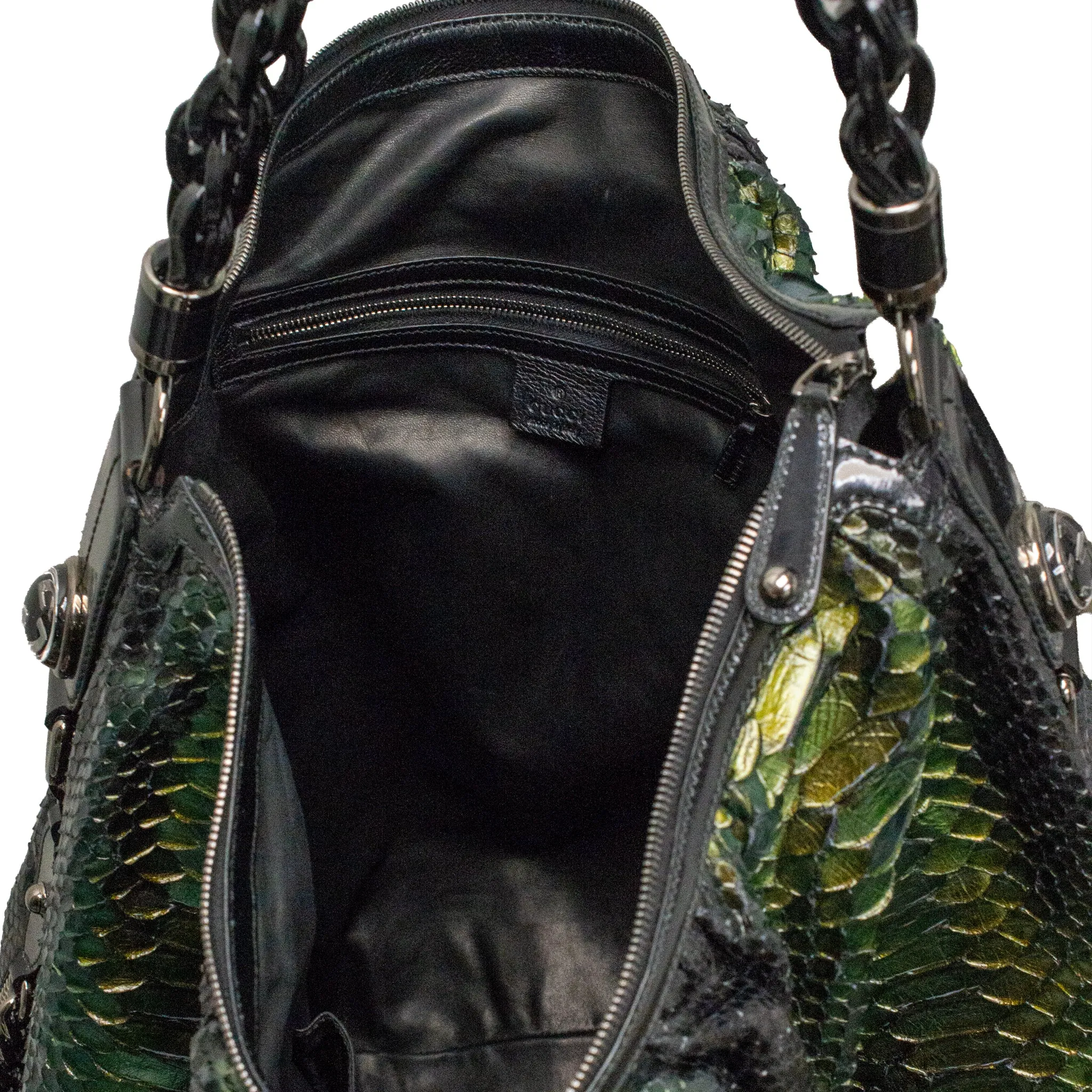Gucci Metallic Green Python Galaxy 228559 Ladies Leather Handbag