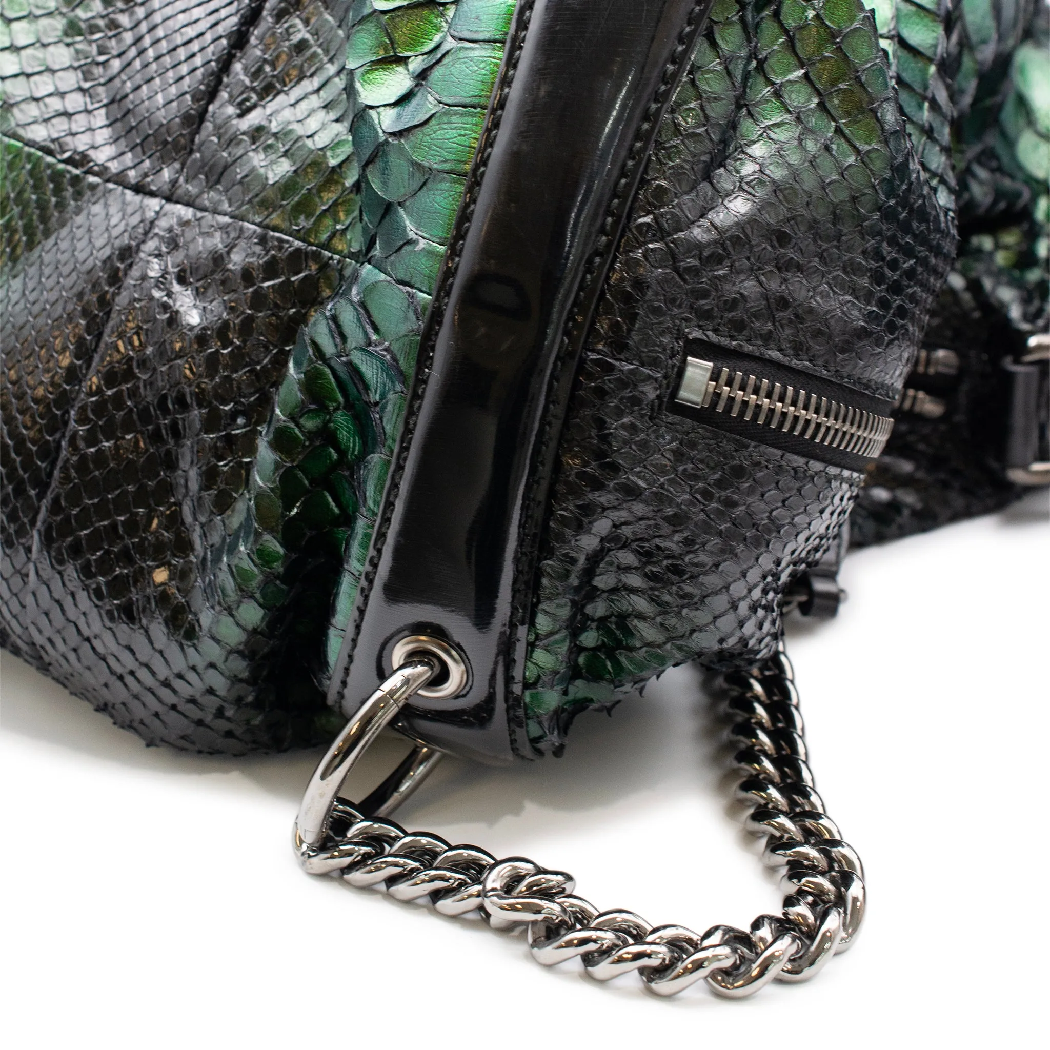 Gucci Metallic Green Python Galaxy 228559 Ladies Leather Handbag
