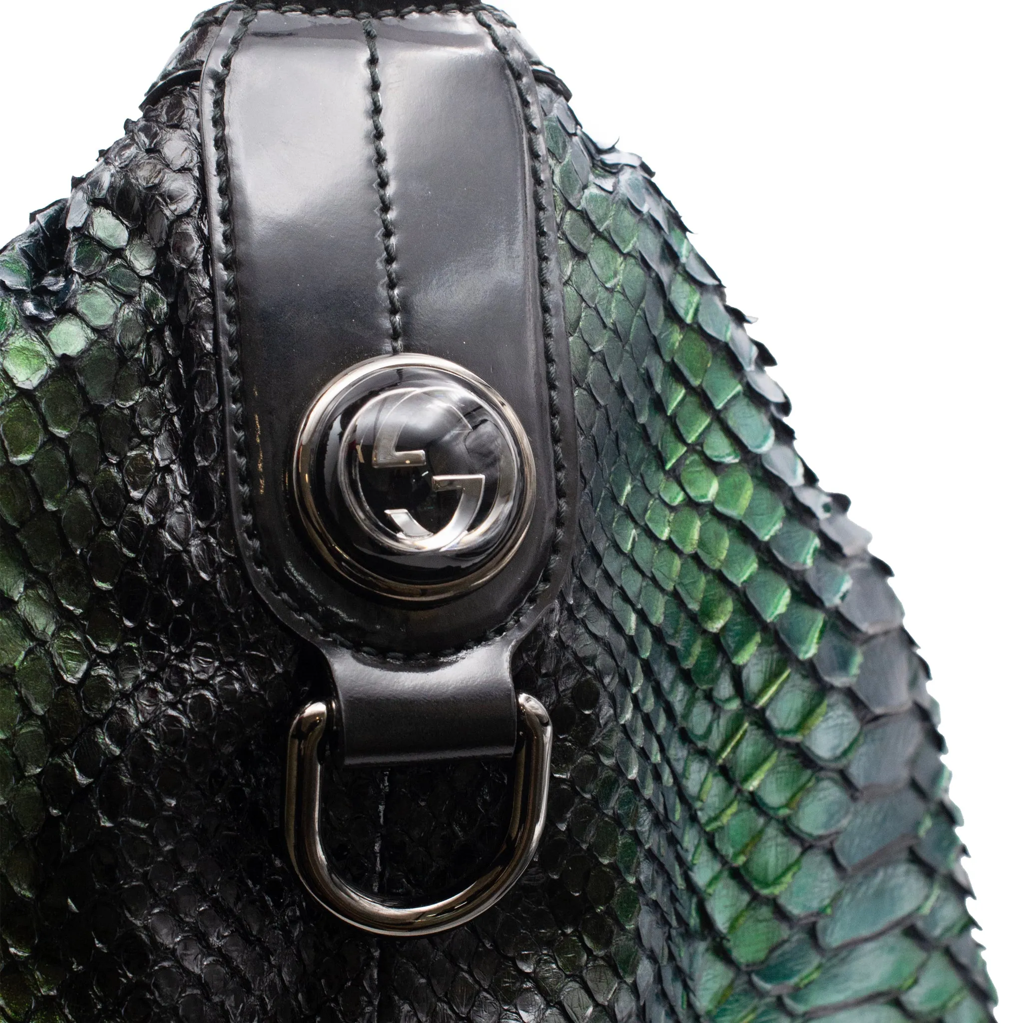 Gucci Metallic Green Python Galaxy 228559 Ladies Leather Handbag