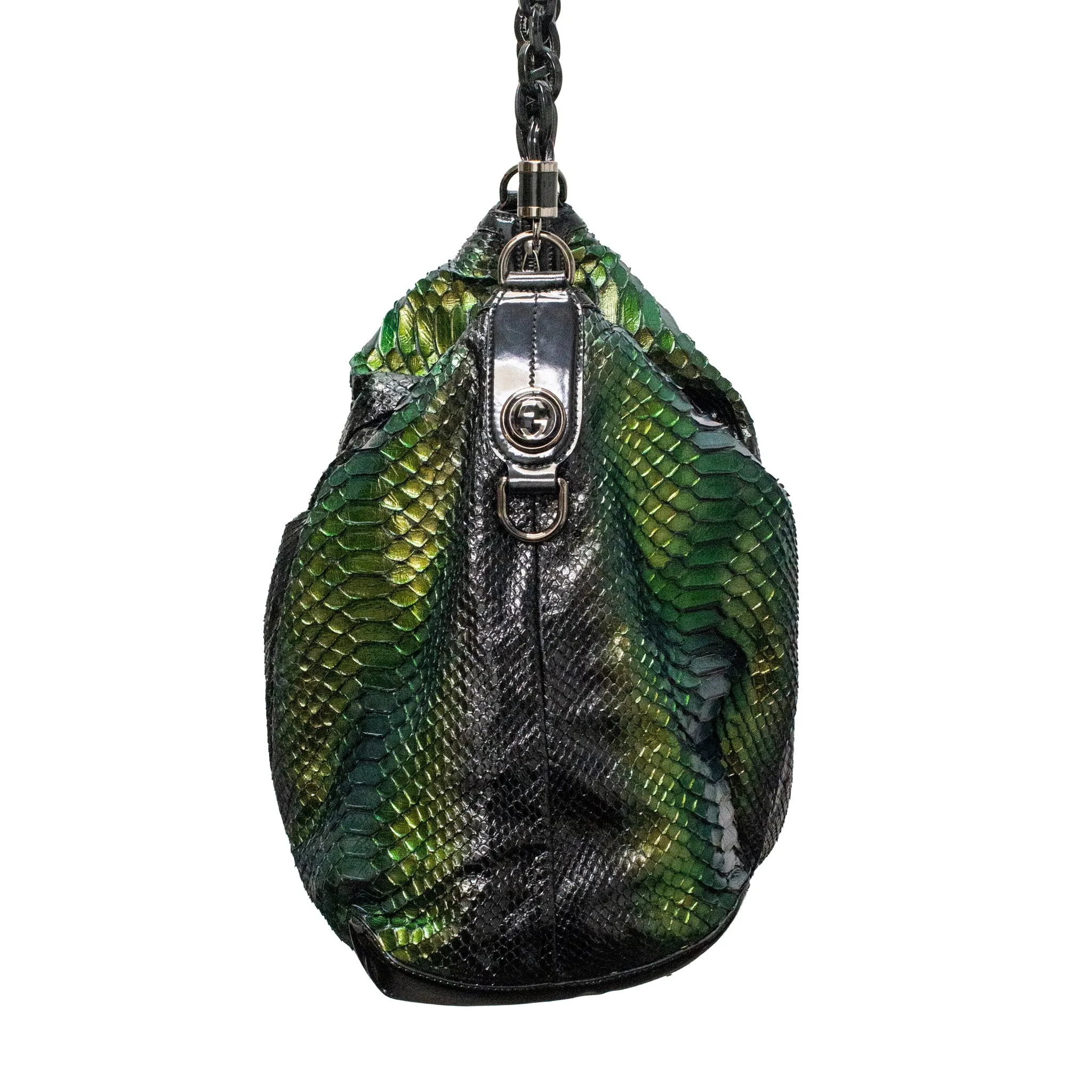 Gucci Metallic Green Python Galaxy 228559 Ladies Leather Handbag