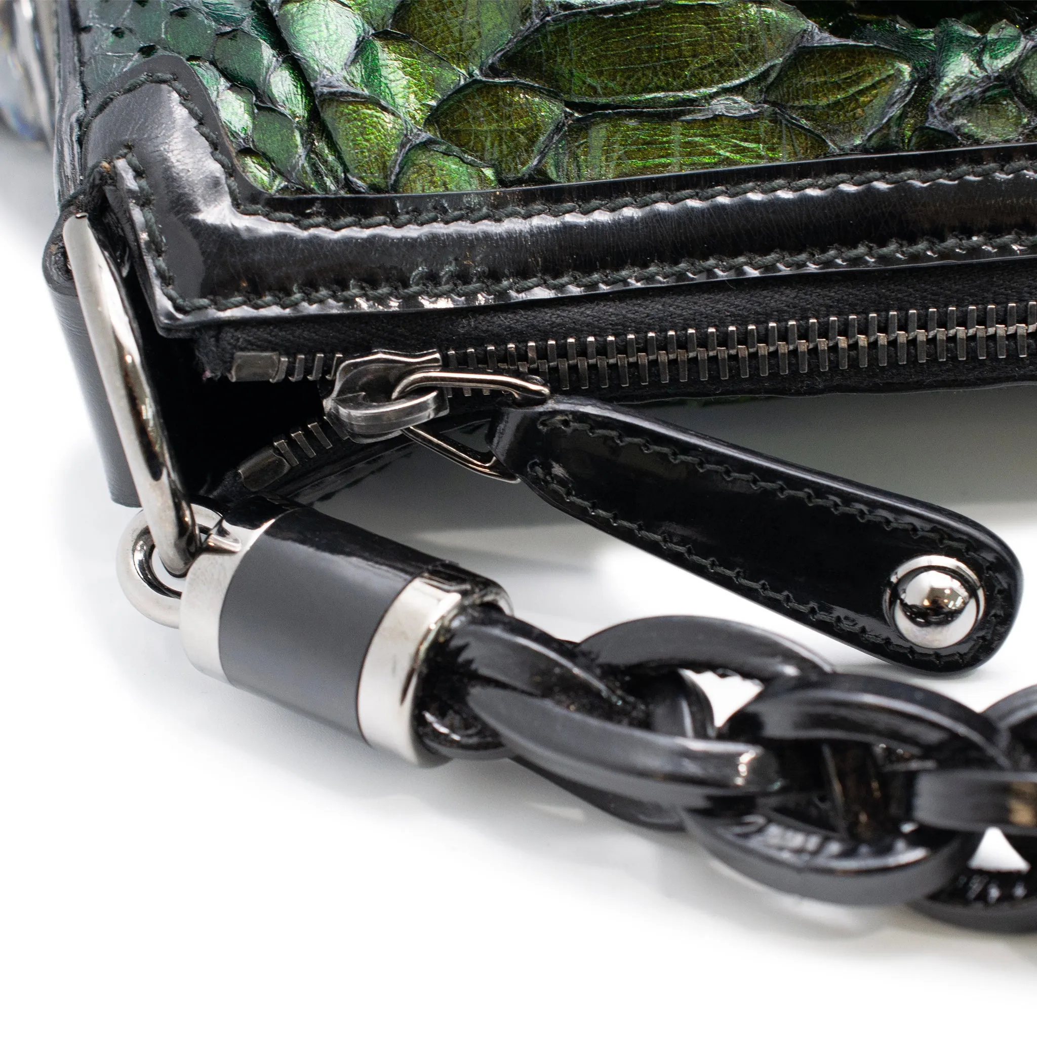 Gucci Metallic Green Python Galaxy 228559 Ladies Leather Handbag