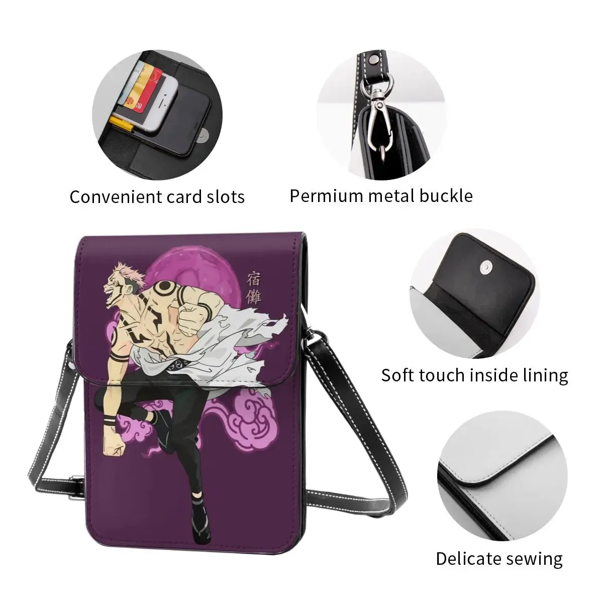 Ryomen Sukuna Cursed Spirit Jujutsu Kaisen Shoulder Bag Women's Large Backpack Vintage Leather Bag