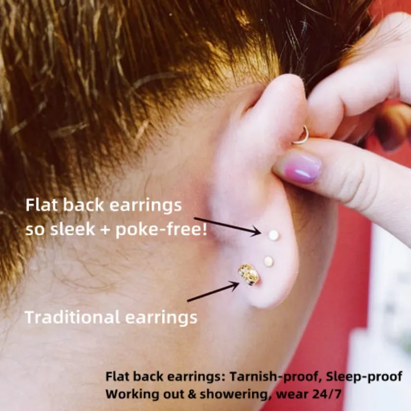 Simulated Rose CZ Diamond Flat Back Stud Earrings