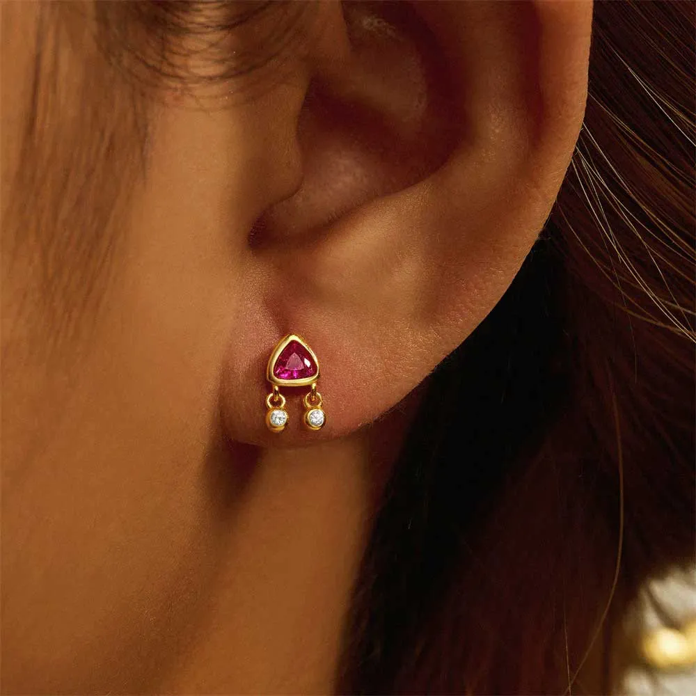 Simulated Rose CZ Diamond Flat Back Stud Earrings