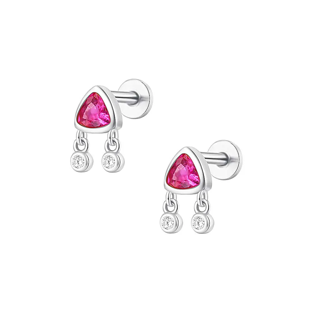 Simulated Rose CZ Diamond Flat Back Stud Earrings