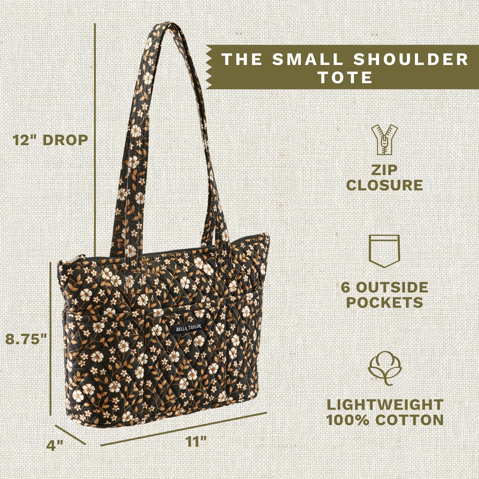 Vintage Vine Midnight Small Shoulder Tote
